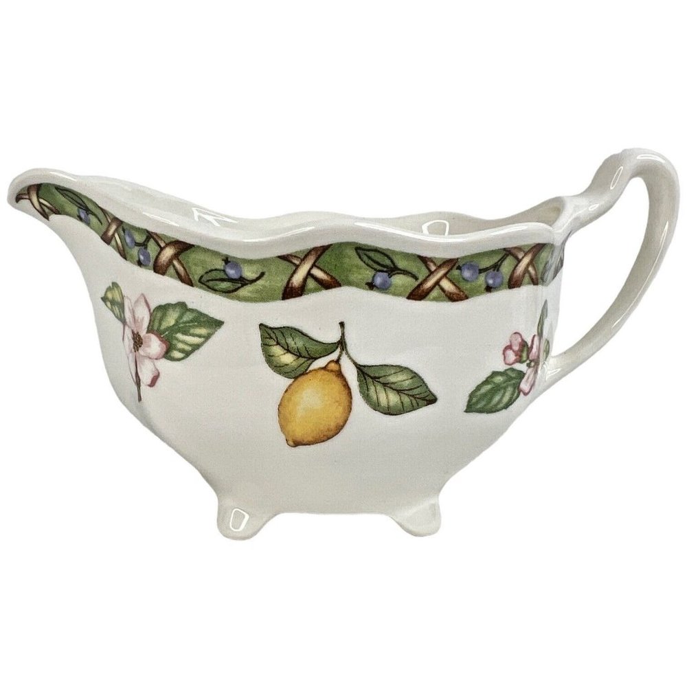 Johnson Brothers Arcadia Fruit Creamer Footed Vintage 10 Ounces Small Gravy Boat